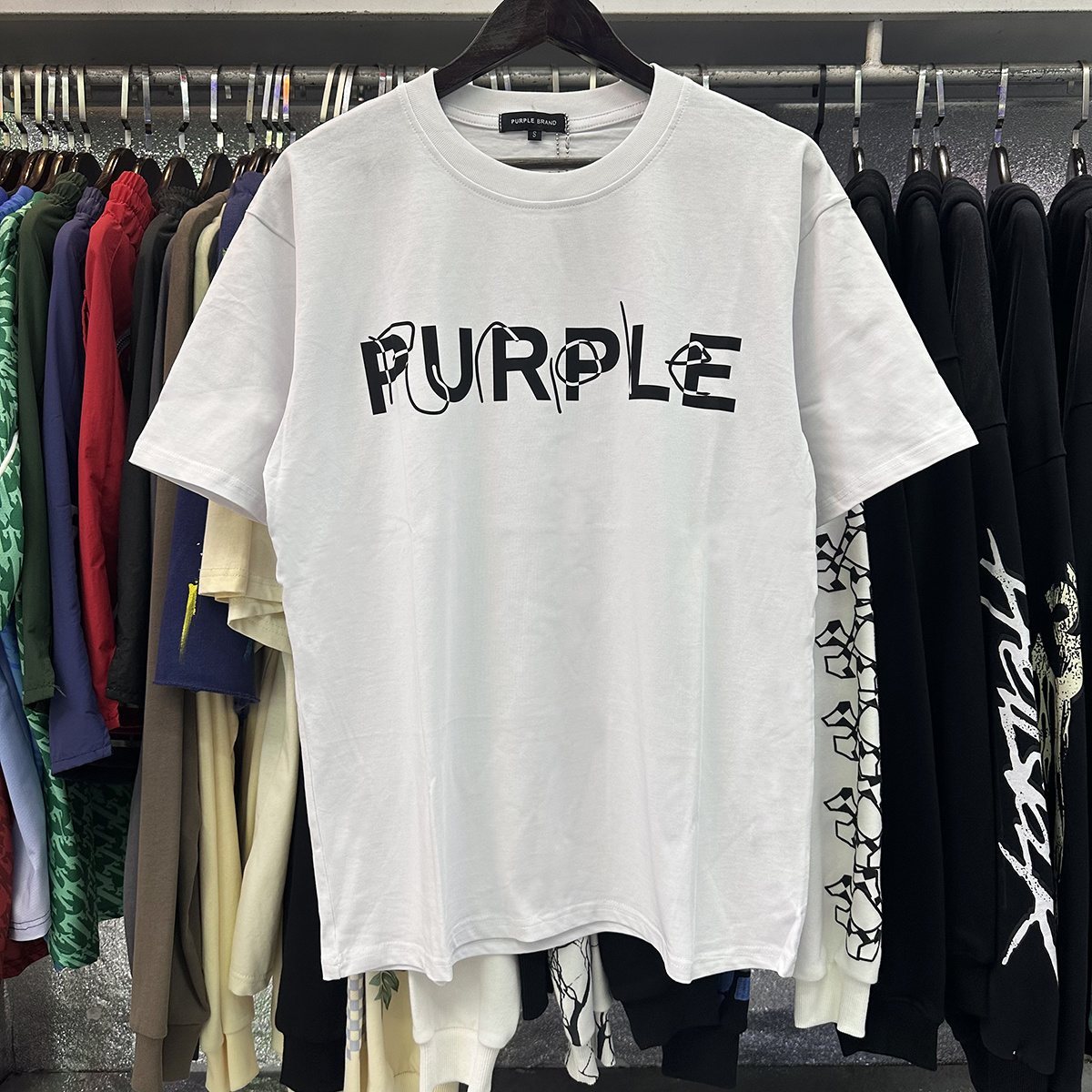 Purple Brand Wordmark Graphic Short-Sleeve T-Shirt — context