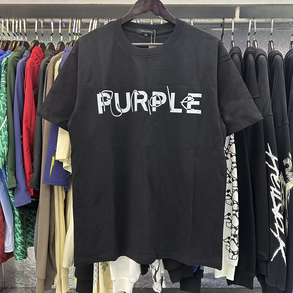 Purple Brand Wordmark Graphic Short-Sleeve T-Shirt — context