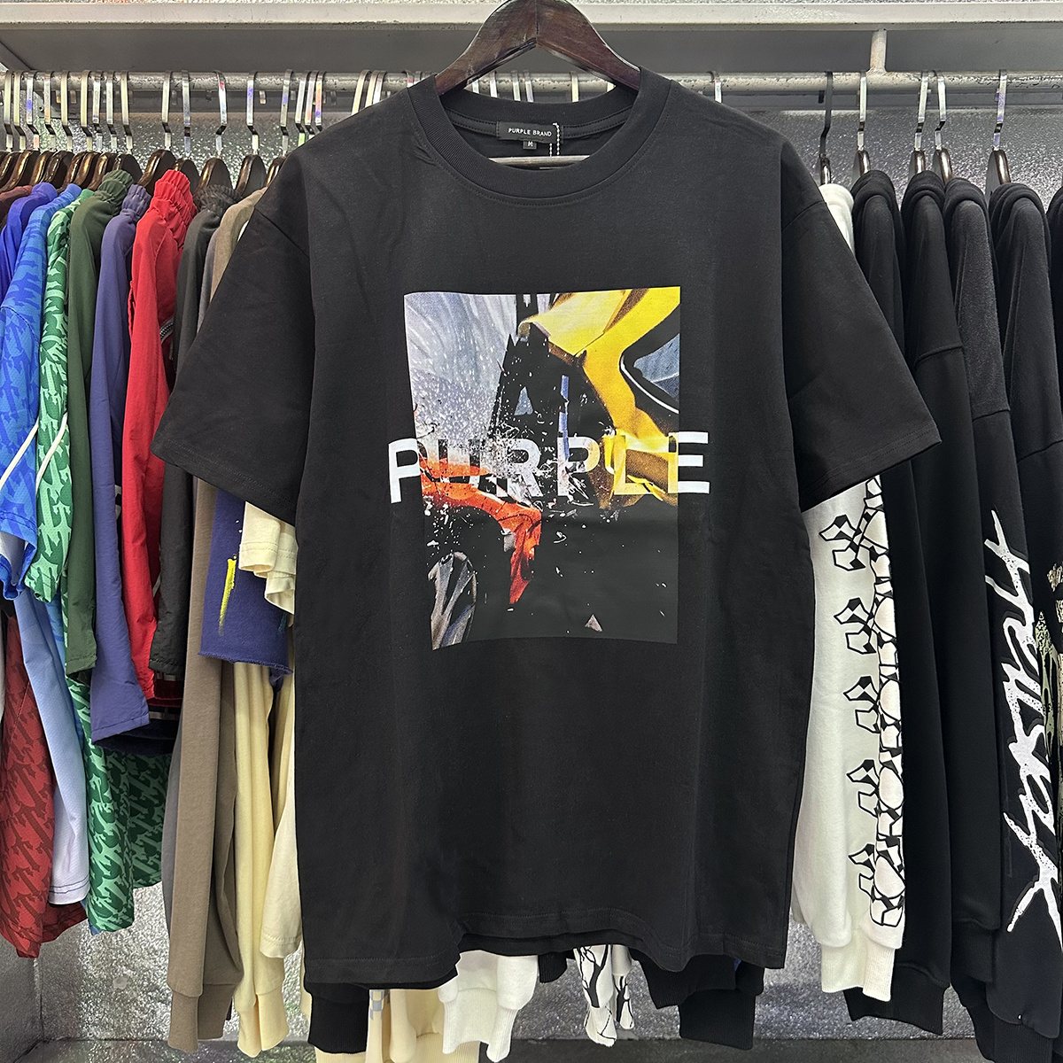 Purple Brand Front Graphic Short-Sleeve T-Shirt — context