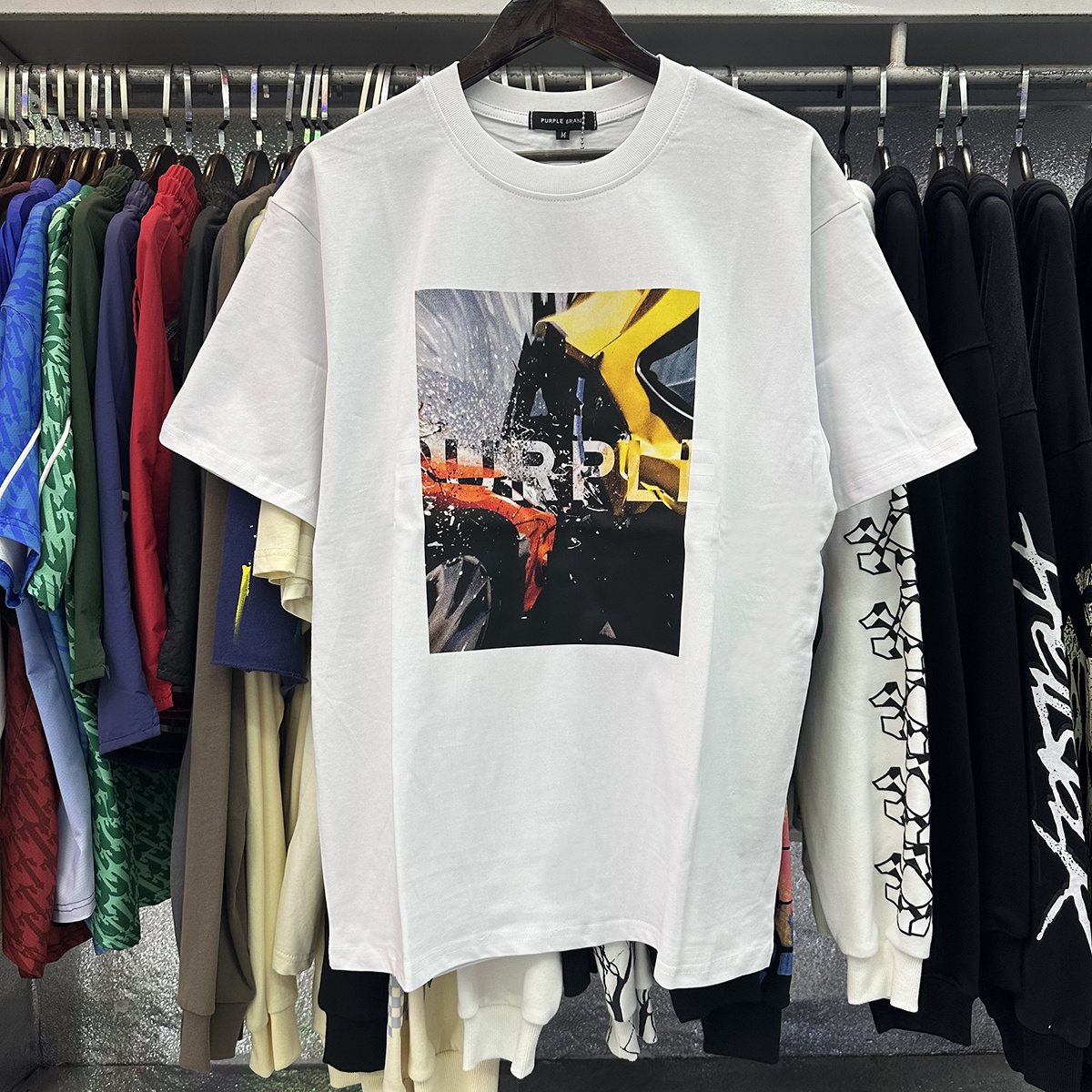 Purple Brand Front Graphic Short-Sleeve T-Shirt — context