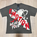 MIXED EMOTION Charcoal Gray Front & Back Graphic T-Shirt — hero