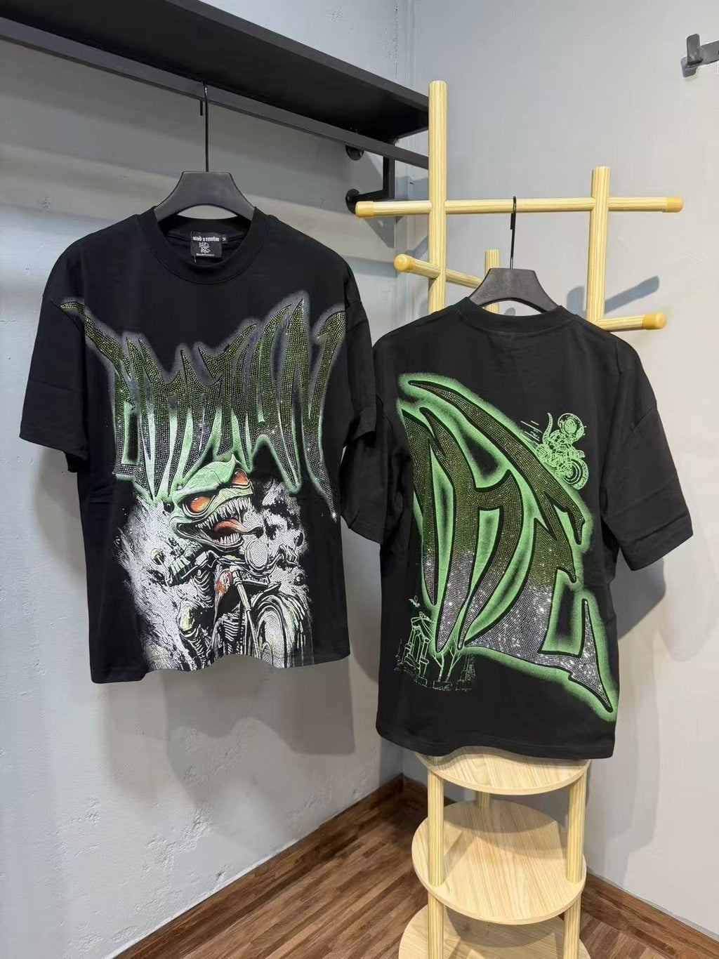 MIXED EMOTION Motorcycle Graffiti Graphic T-Shirt — context