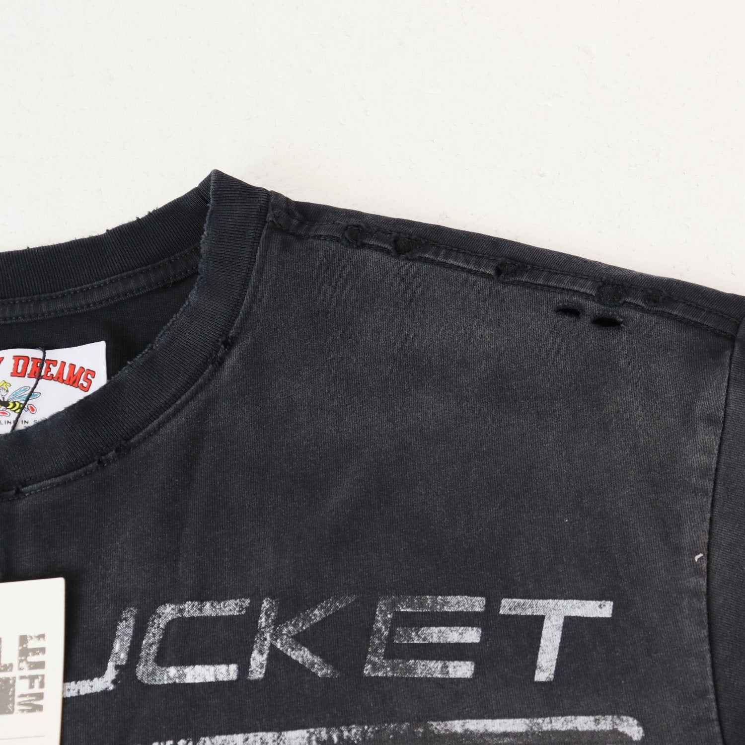 Valley Dreams Washed Black Basketball Graphic T-Shirt — neck_label