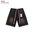 VALE Pearl-Studded Washed Denim Shorts — hero