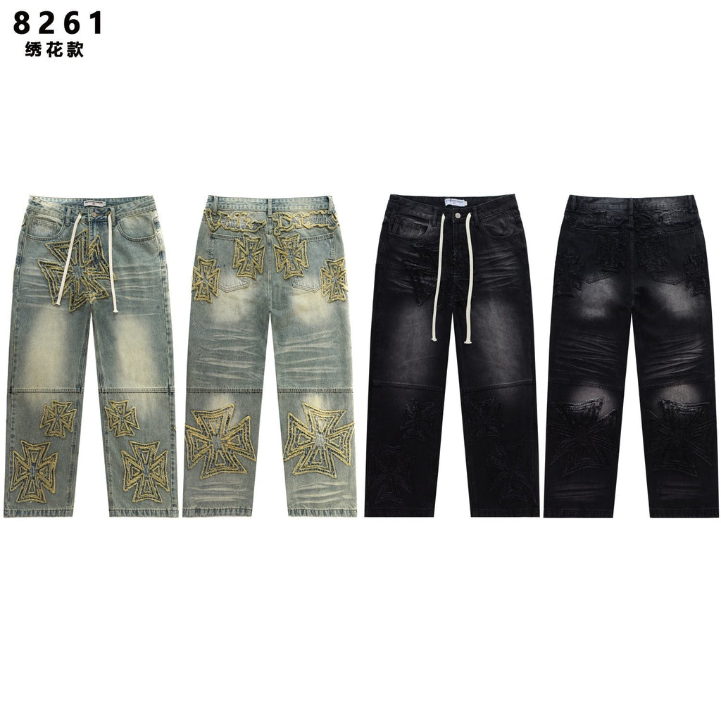 Vale Forever Embroidered Letter Washed Jeans — comparison