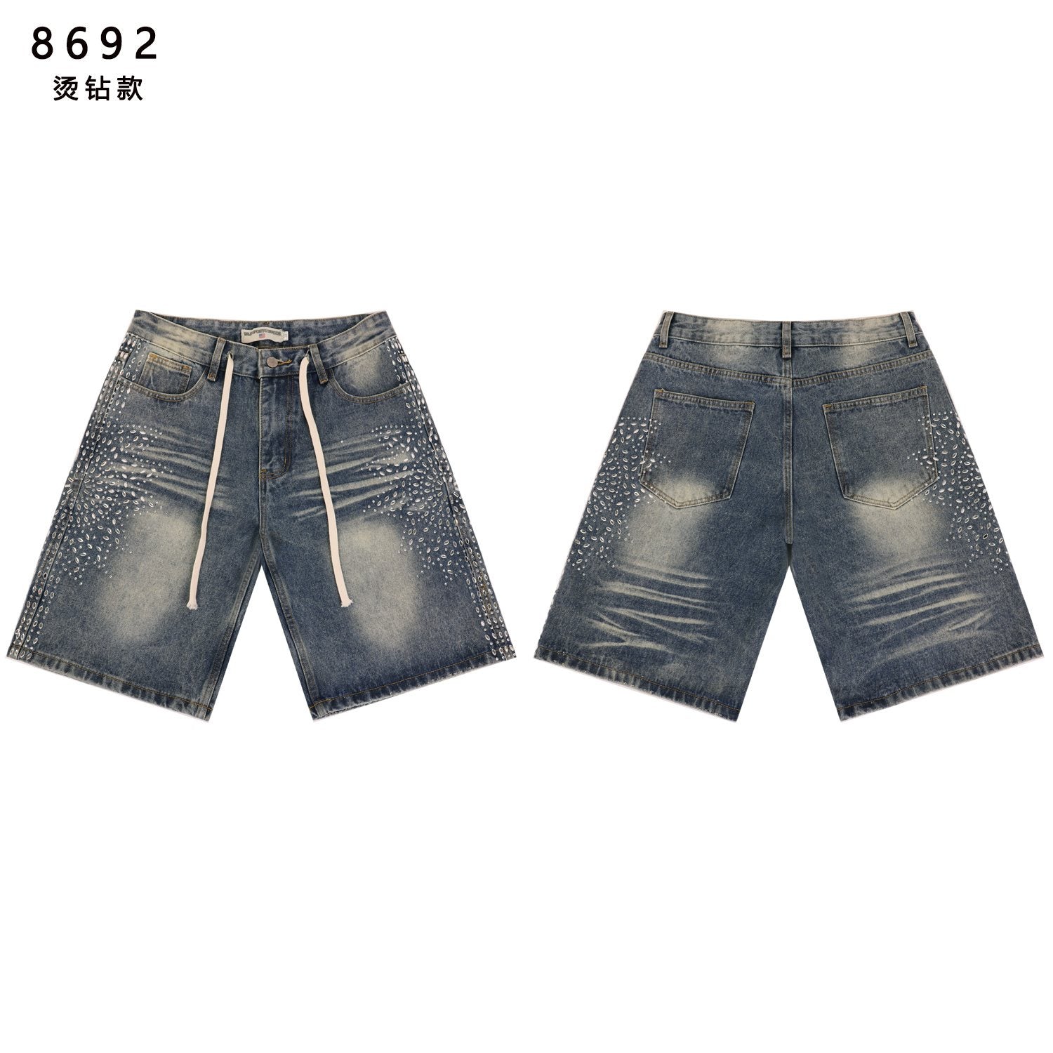 VALE SPORTS DIVISION Rhinestone Starburst Denim Shorts — hero