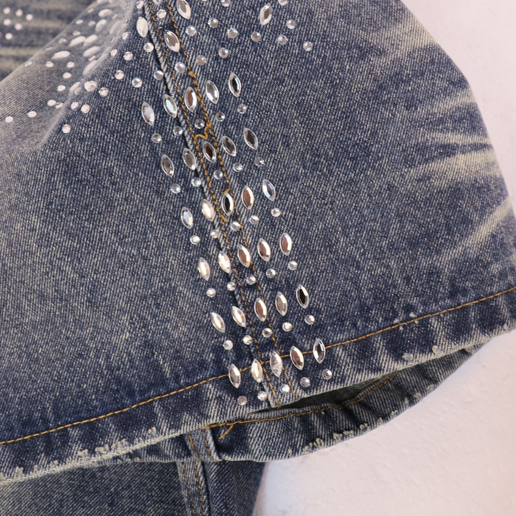 VALE SPORTS DIVISION Rhinestone Starburst Denim Shorts — detail