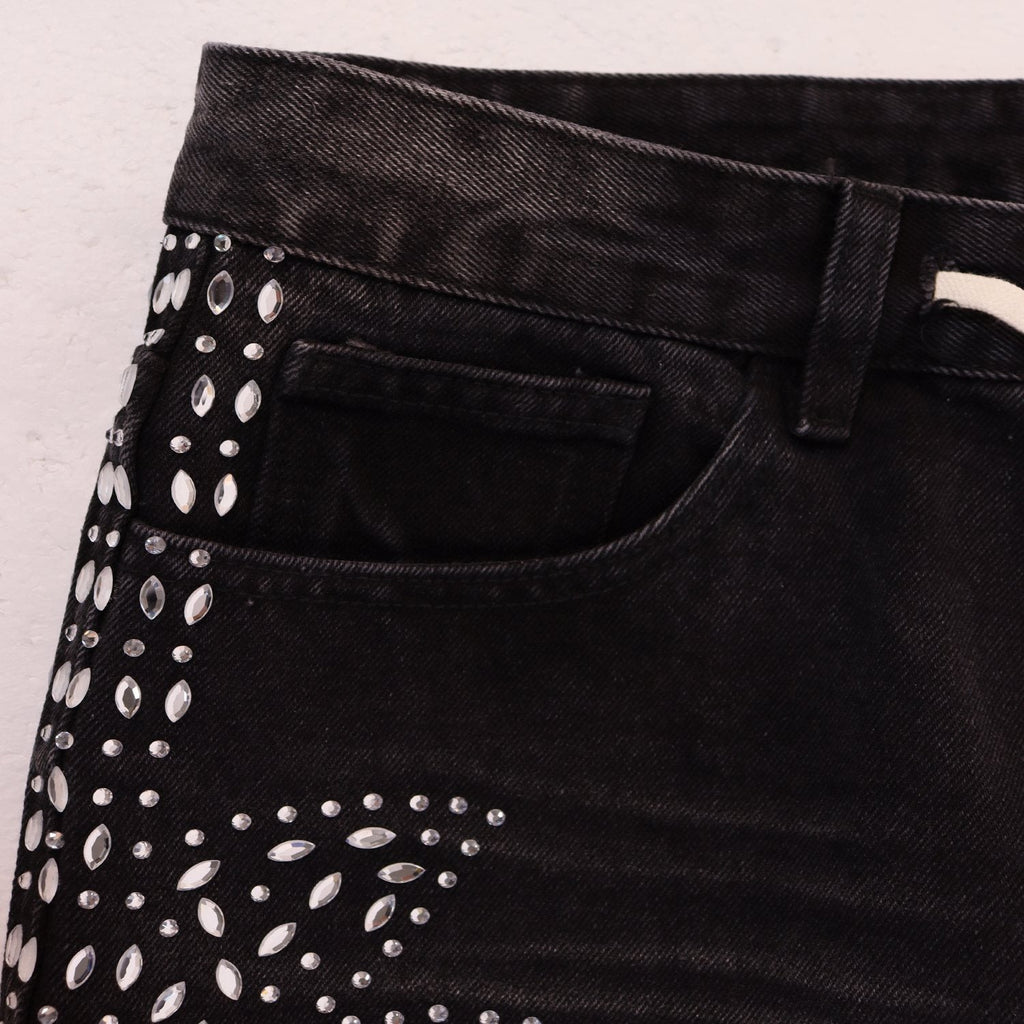 VALE SPORTS DIVISION Rhinestone Starburst Denim Shorts — detail