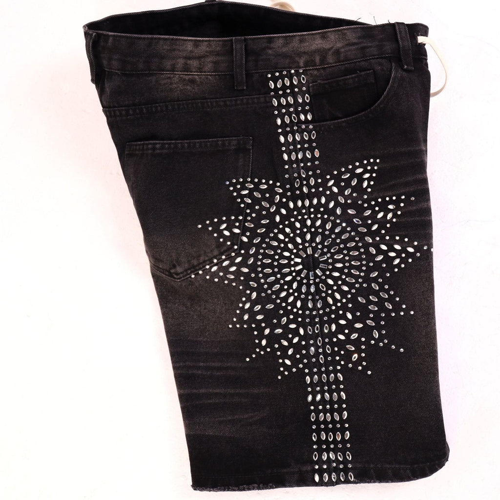 VALE SPORTS DIVISION Rhinestone Starburst Denim Shorts — back