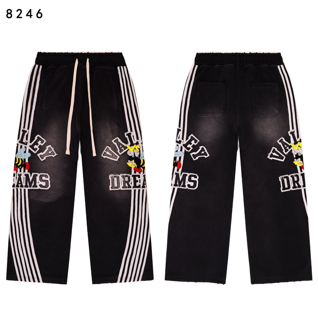 VALE USA Bee Embroidered Striped Hoodie & Sweatpants Set — detail