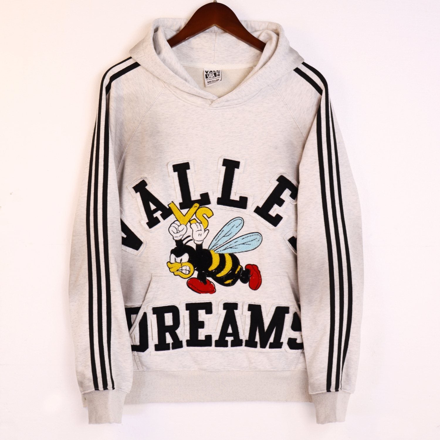 VALE USA Bee Embroidered Striped Hoodie & Sweatpants Set — front