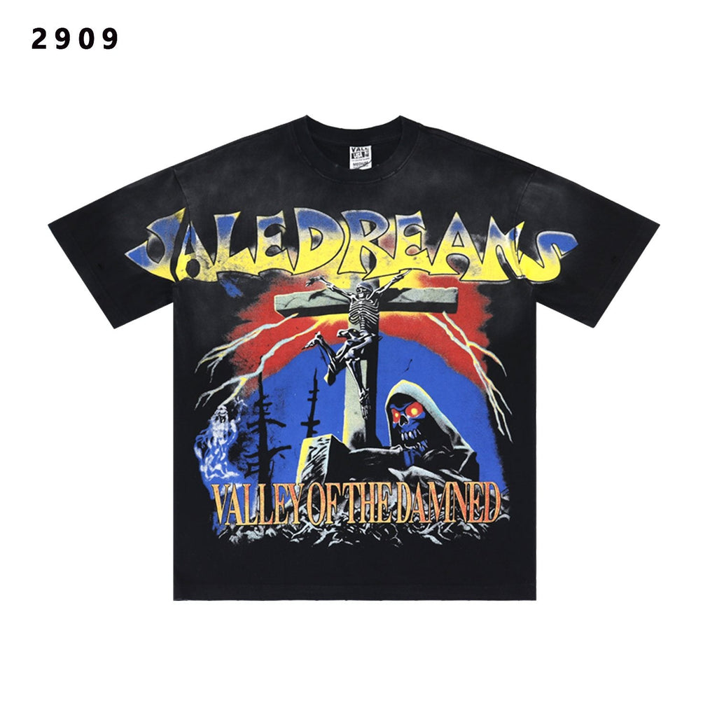 VALE USA Ride the Dragon Skeleton Graphic T-Shirt — hero