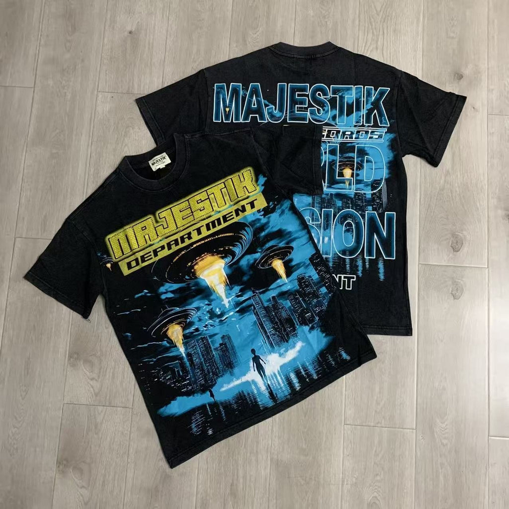 MAJESTIK UFO City Graphic Short-Sleeve T-Shirt — context