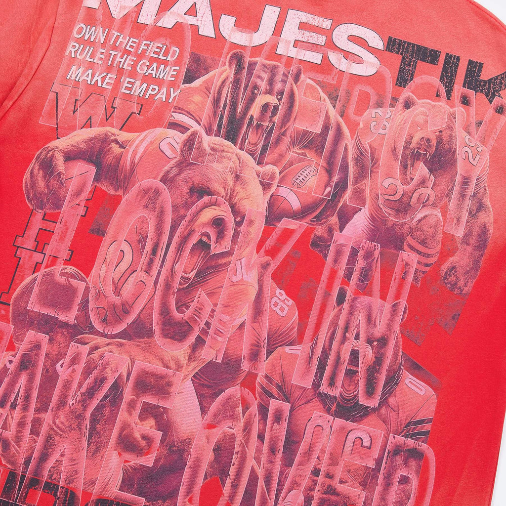MAJESTIK Red Bear Football Graphic T-Shirt — detail