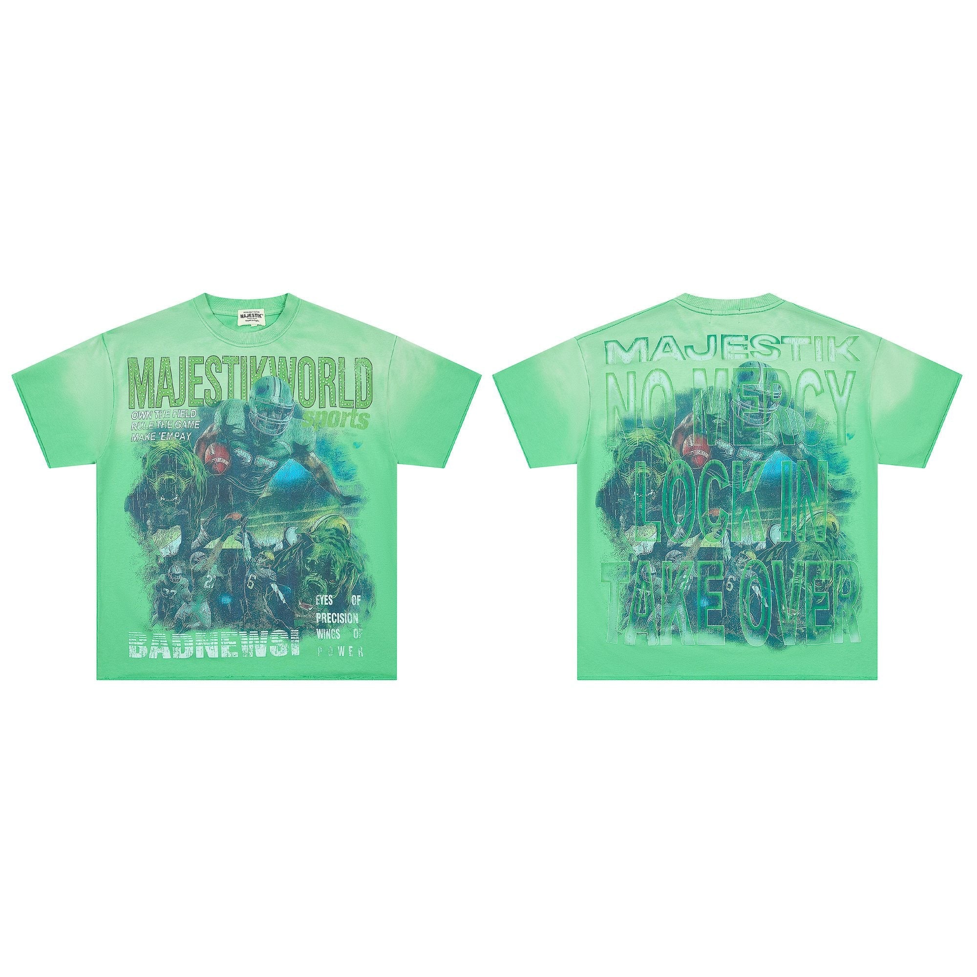 MAJESTIK Green Football Graphic T-Shirt — hero