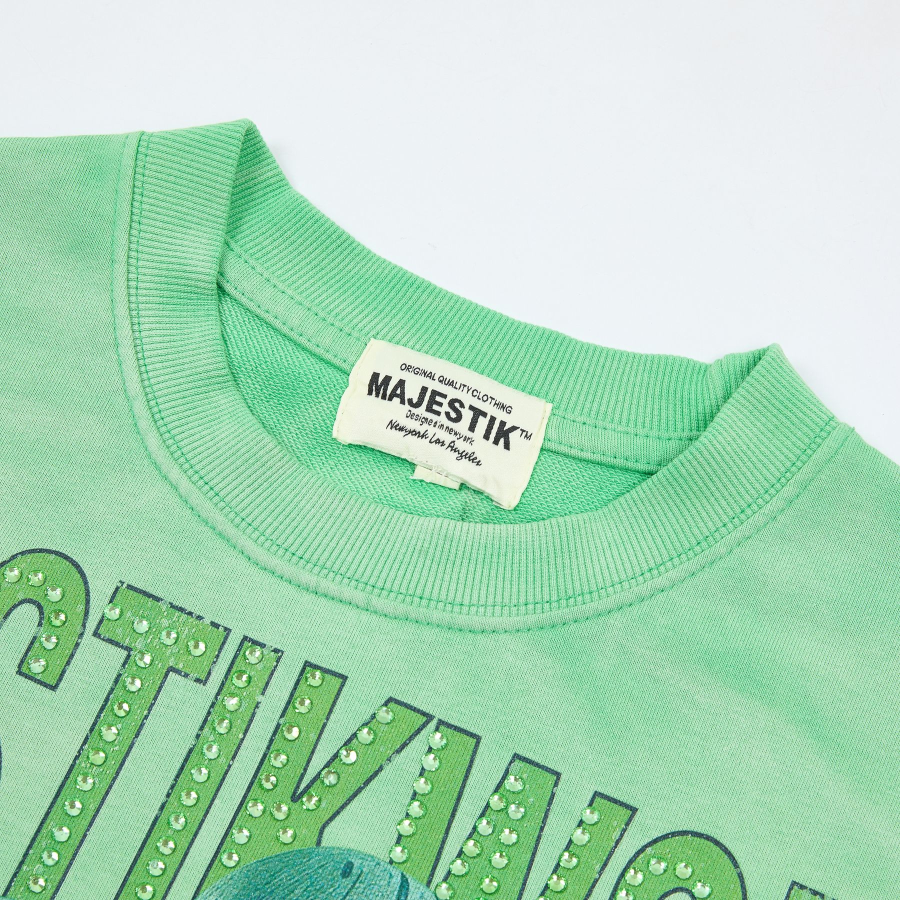 MAJESTIK Green Football Graphic T-Shirt — neck_label
