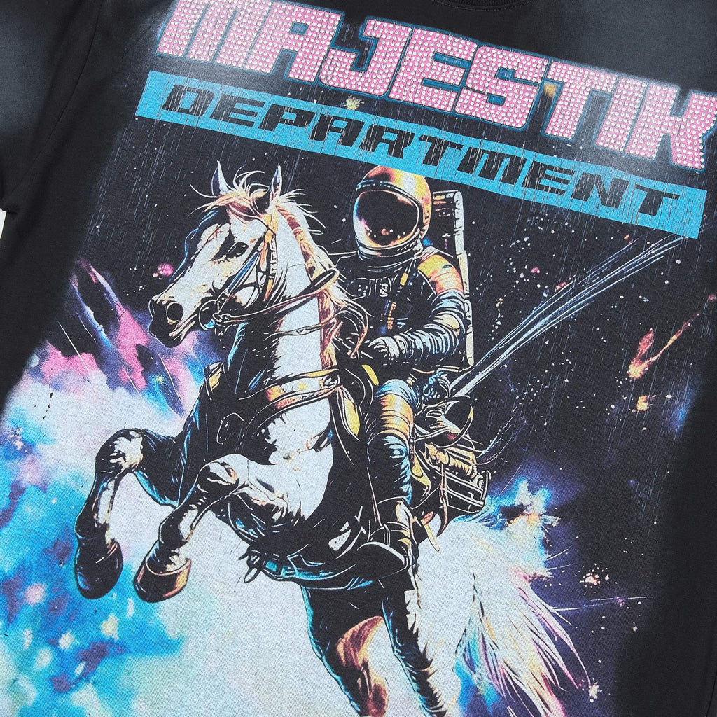 MAJESTIK Astronaut Horse Graphic T-Shirt — detail