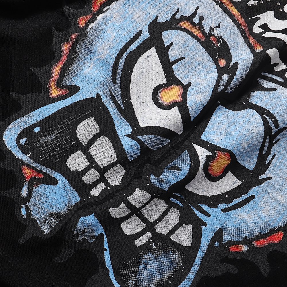 BKYS Revival Repent Skull Rhinestone Cropped T-Shirt — detail