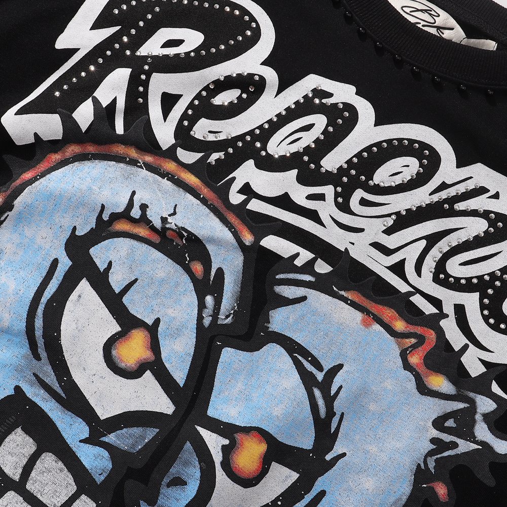 BKYS Revival Repent Skull Rhinestone Cropped T-Shirt — detail