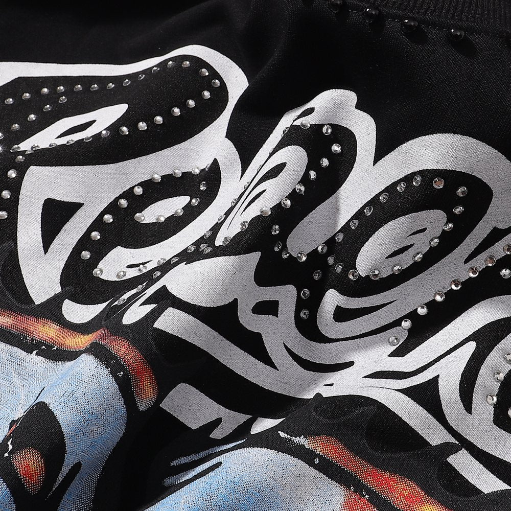 BKYS Revival Repent Skull Rhinestone Cropped T-Shirt — detail