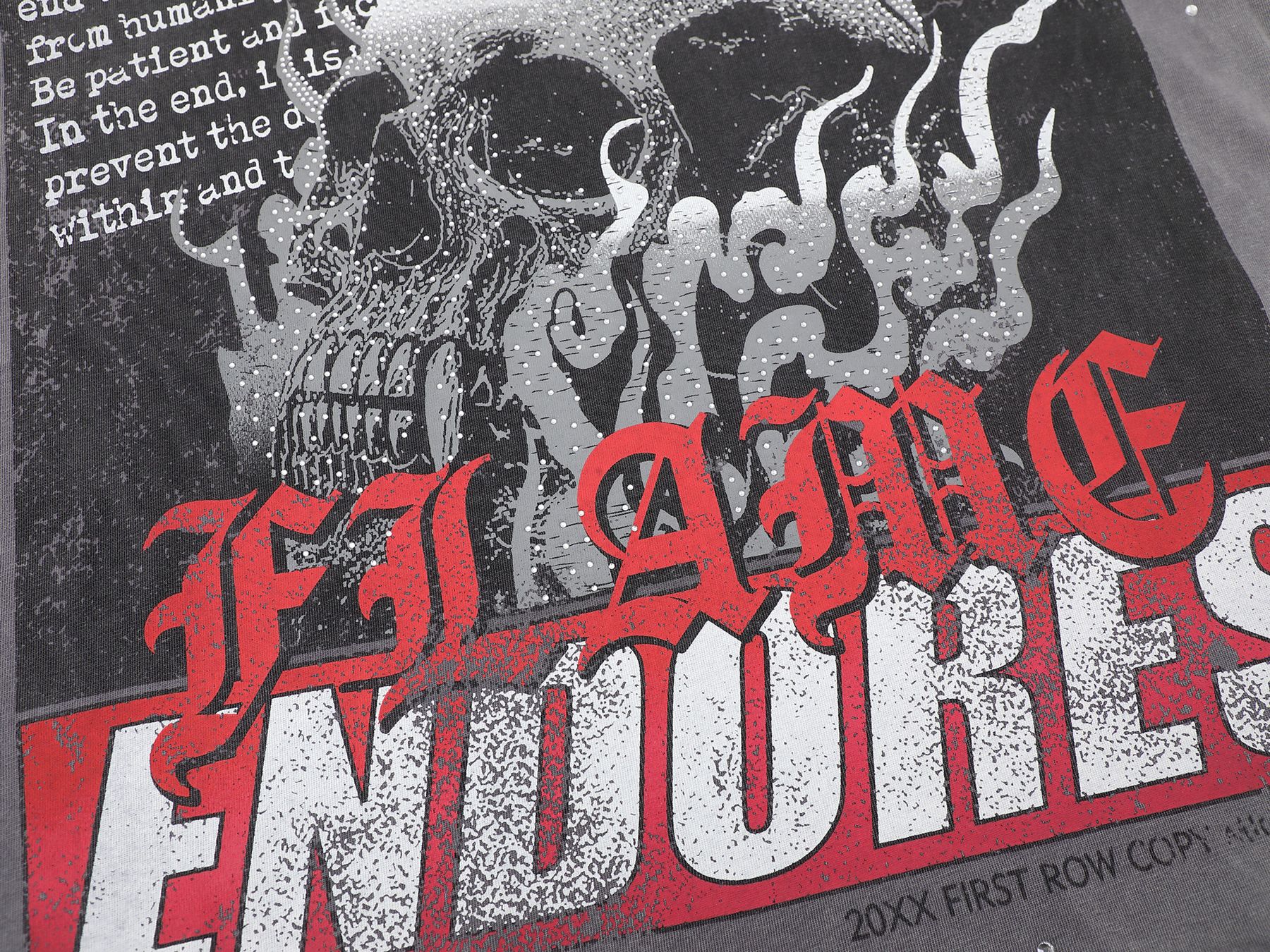 FIRST ROW Burning Flames Cropped Graphic T-Shirt — detail