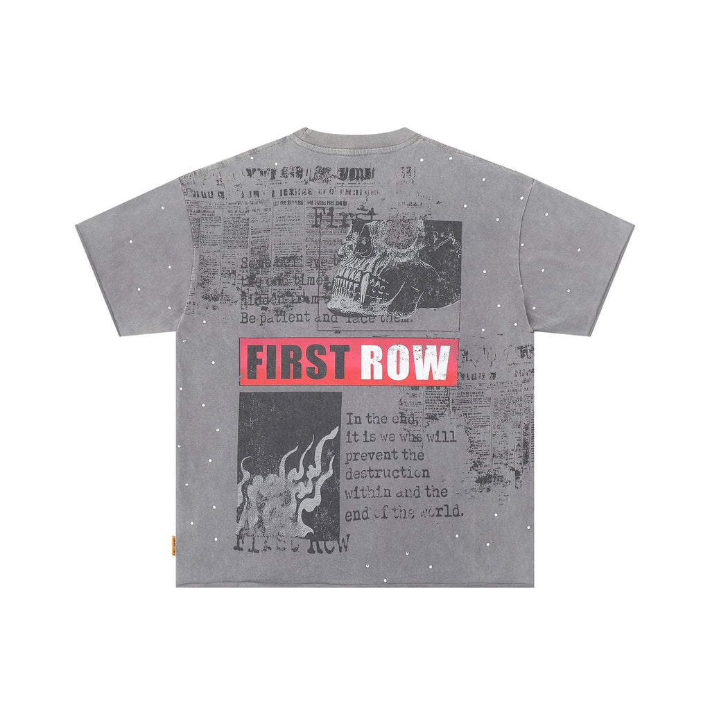 FIRST ROW Burning Flames Cropped Graphic T-Shirt — back