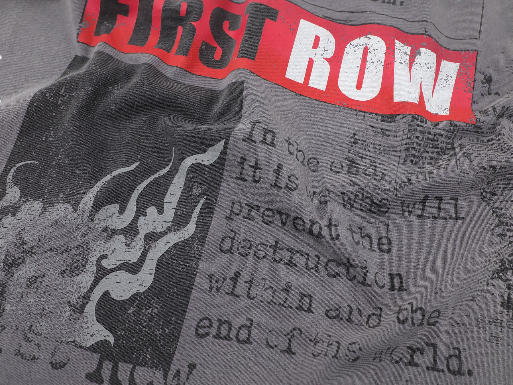 FIRST ROW Burning Flames Cropped Graphic T-Shirt — detail