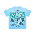 FIRST ROW Sky Blue Rhinestone Front & Back Graphic T-Shirt — hero