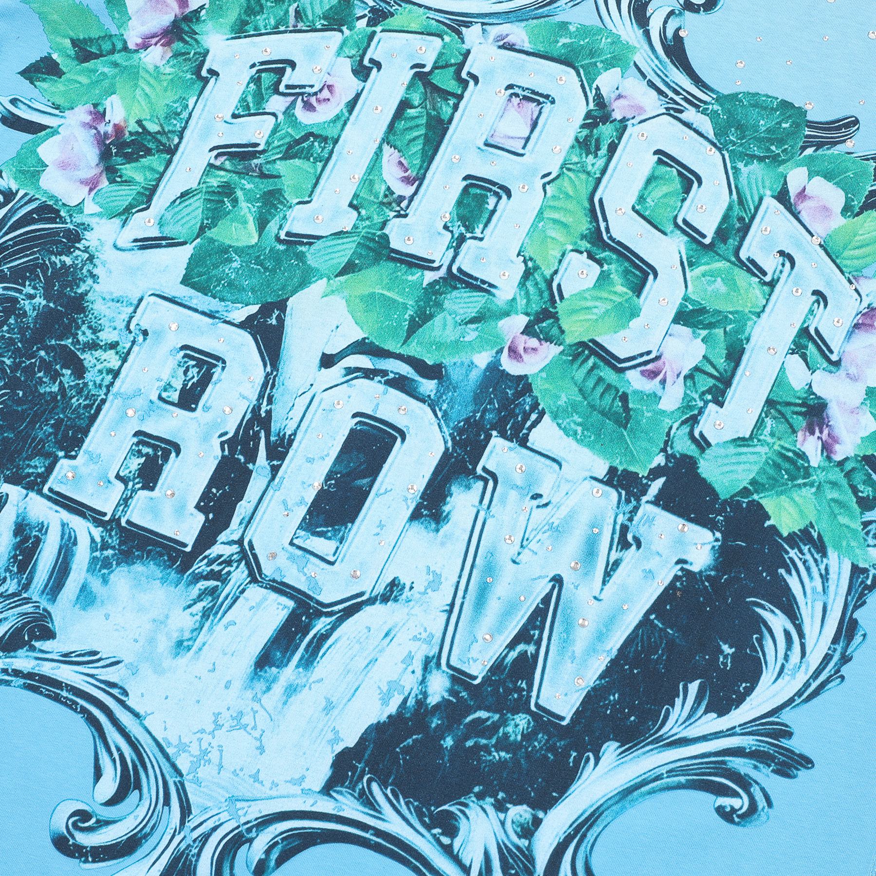 FIRST ROW Sky Blue Rhinestone Front & Back Graphic T-Shirt — detail