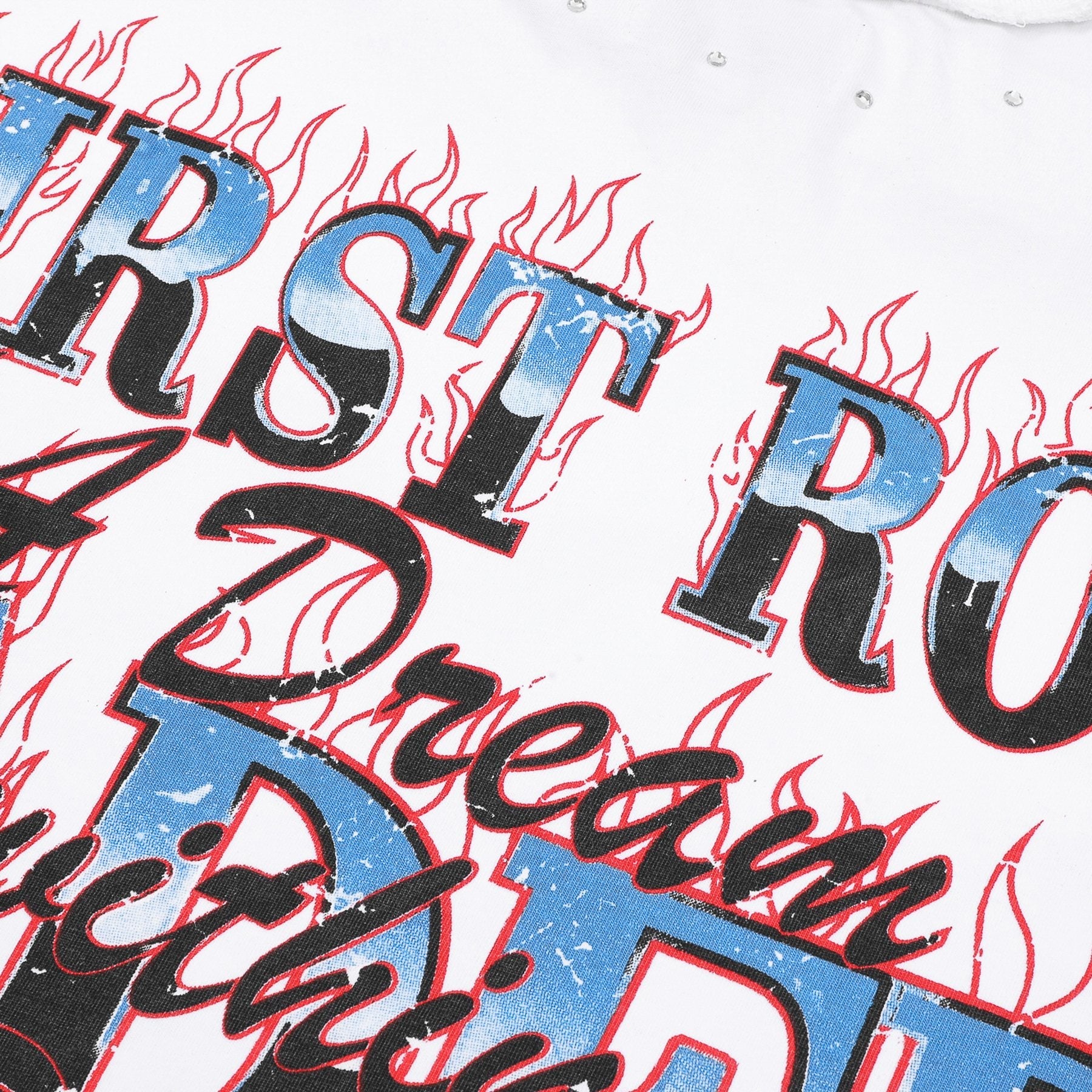 FIRST ROW Lost Utopia Burning Flame T-Shirt — detail