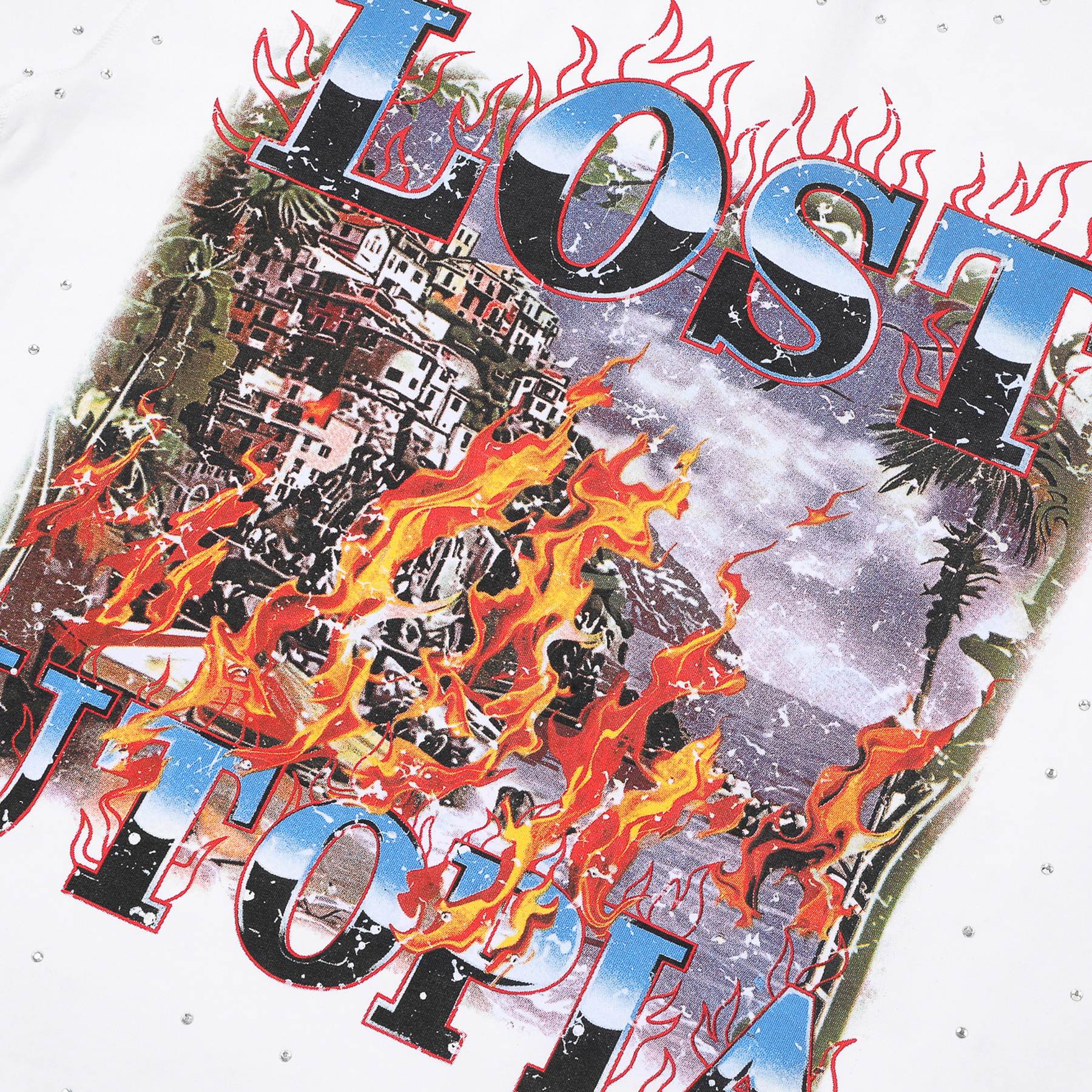 FIRST ROW Lost Utopia Burning Flame T-Shirt — detail