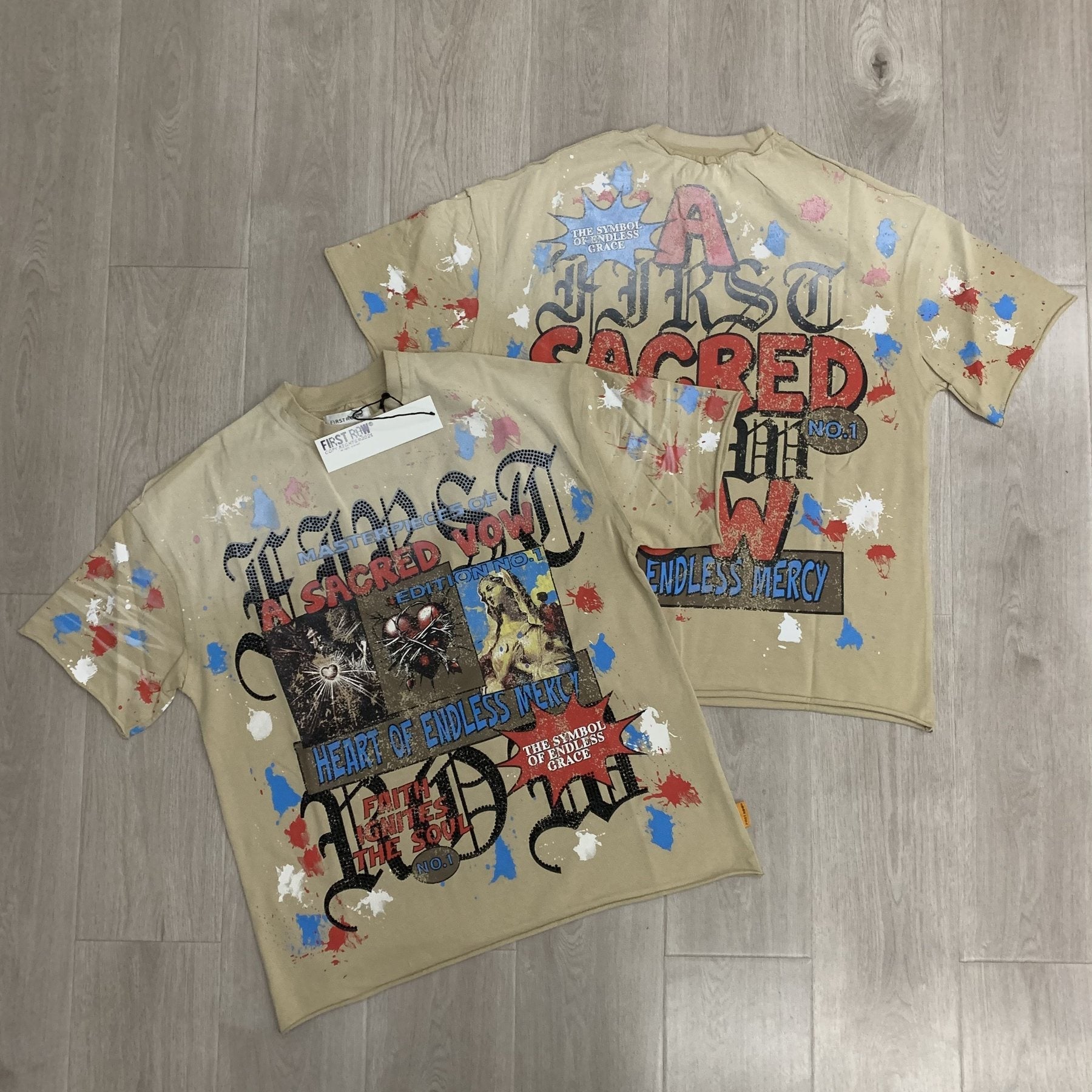 FIRST ROW A Sacred Vow Graphic T-Shirt - Beige — context