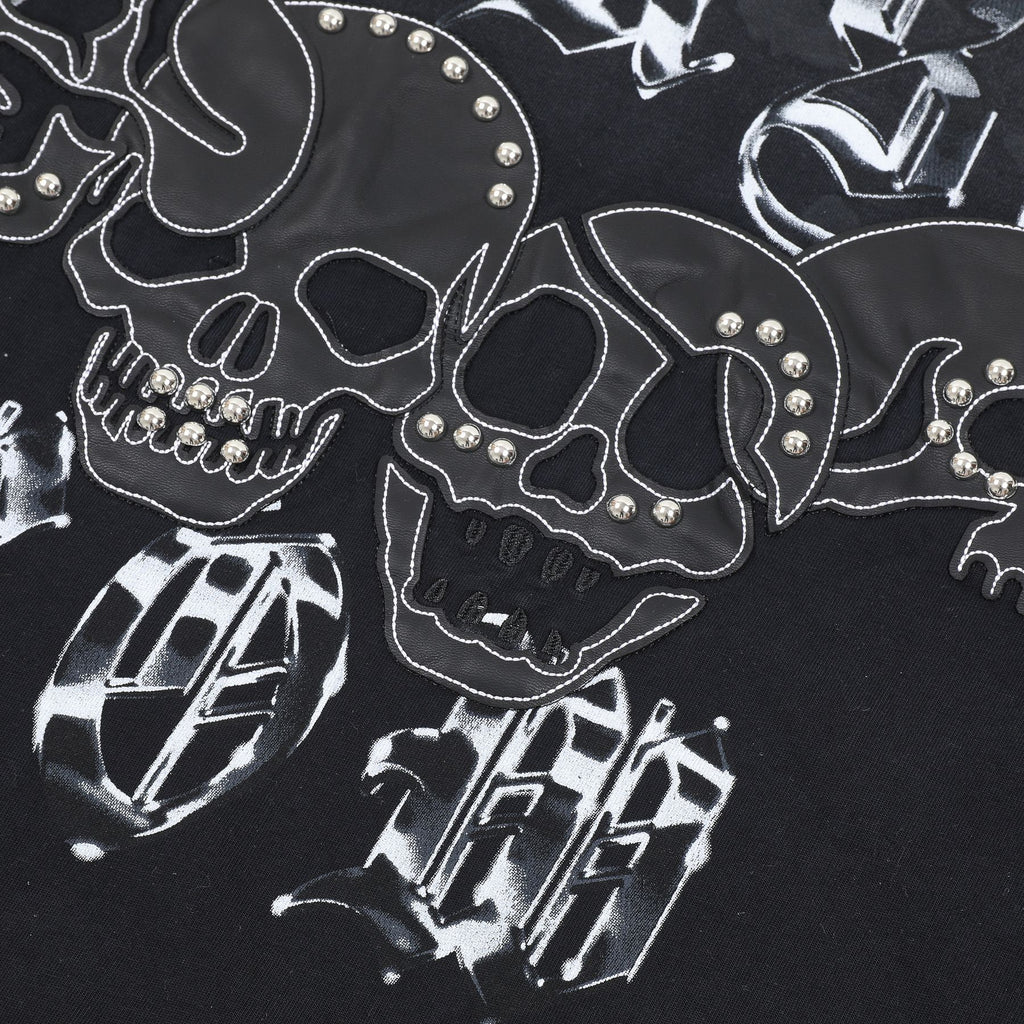 FIRST ROW Wake Up and Be Fierce Skull Appliqué T-Shirt — detail