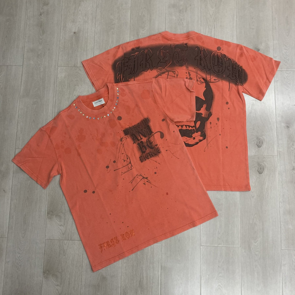FIRST ROW Skull Rhinestone Graphic T-Shirt — context