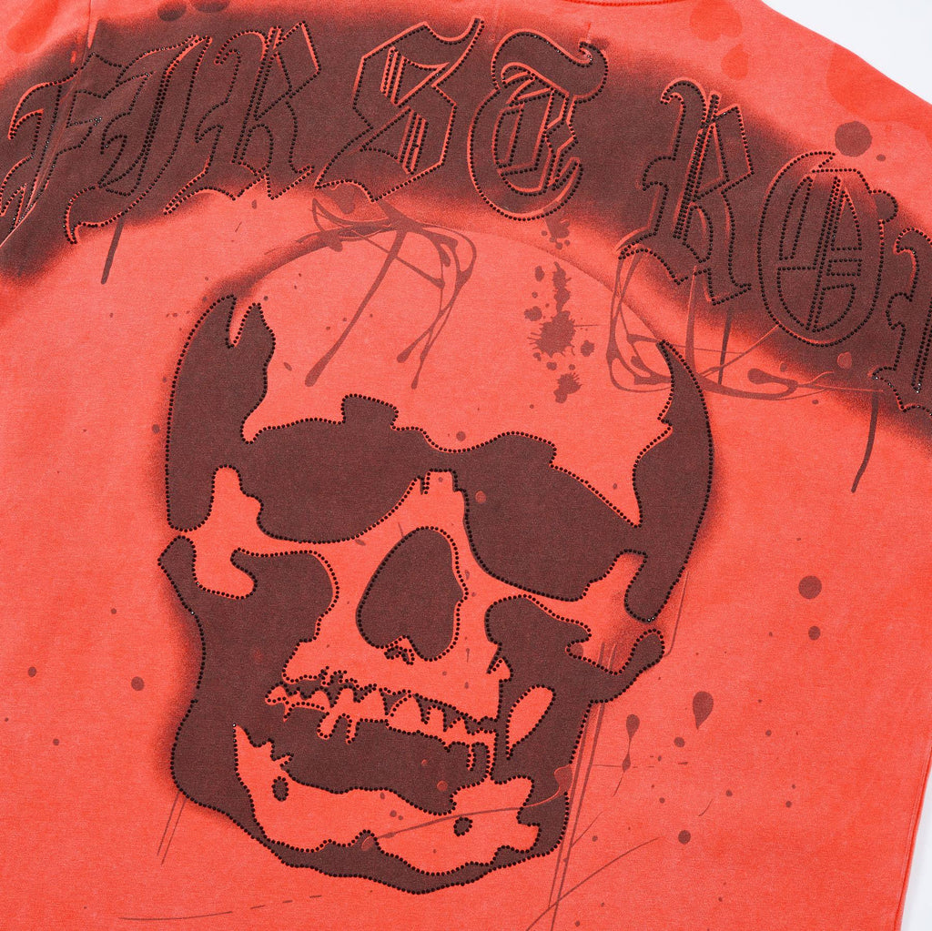 FIRST ROW Skull Rhinestone Graphic T-Shirt — detail