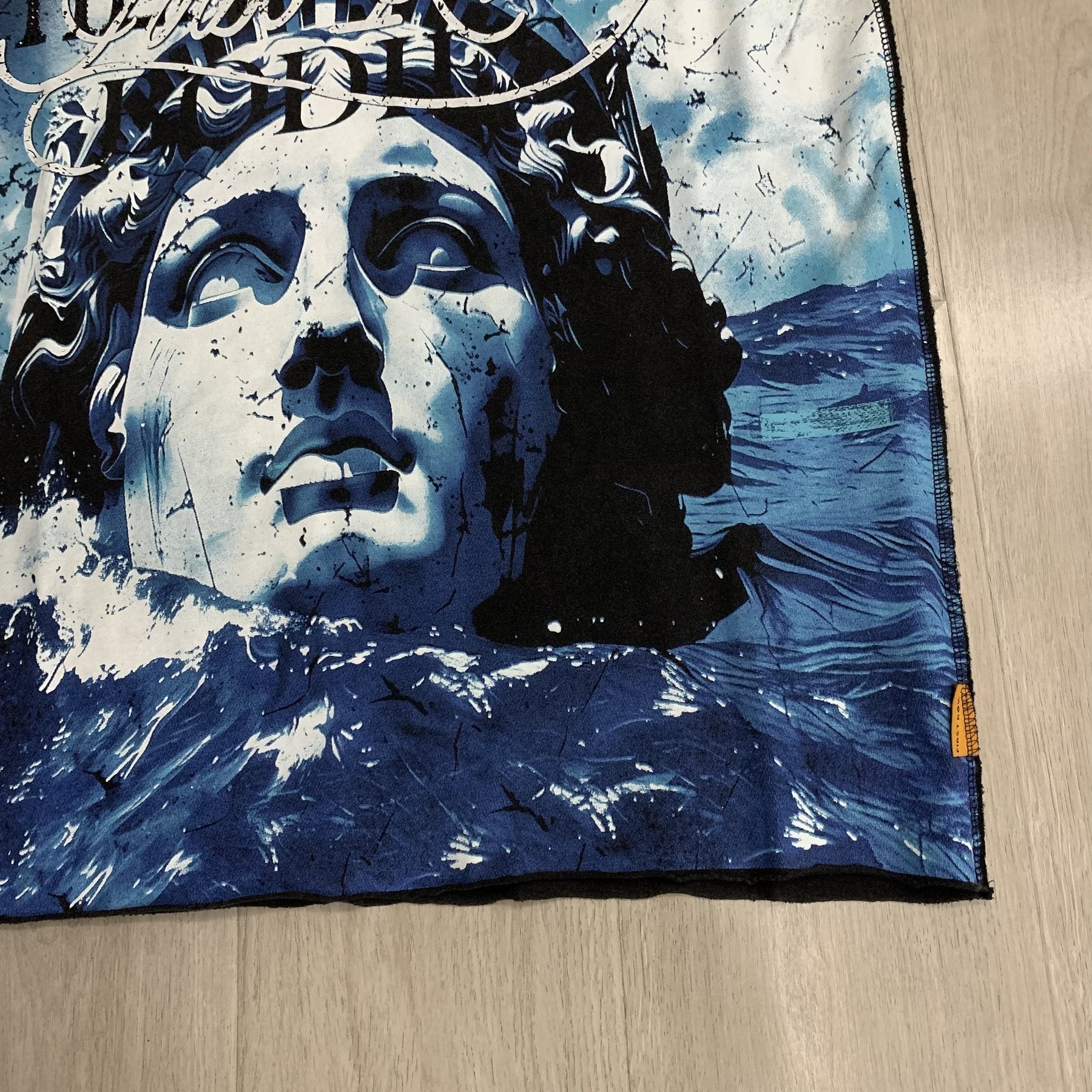 FIRST ROW Distressed Rhinestone Graphic T-Shirt — detail