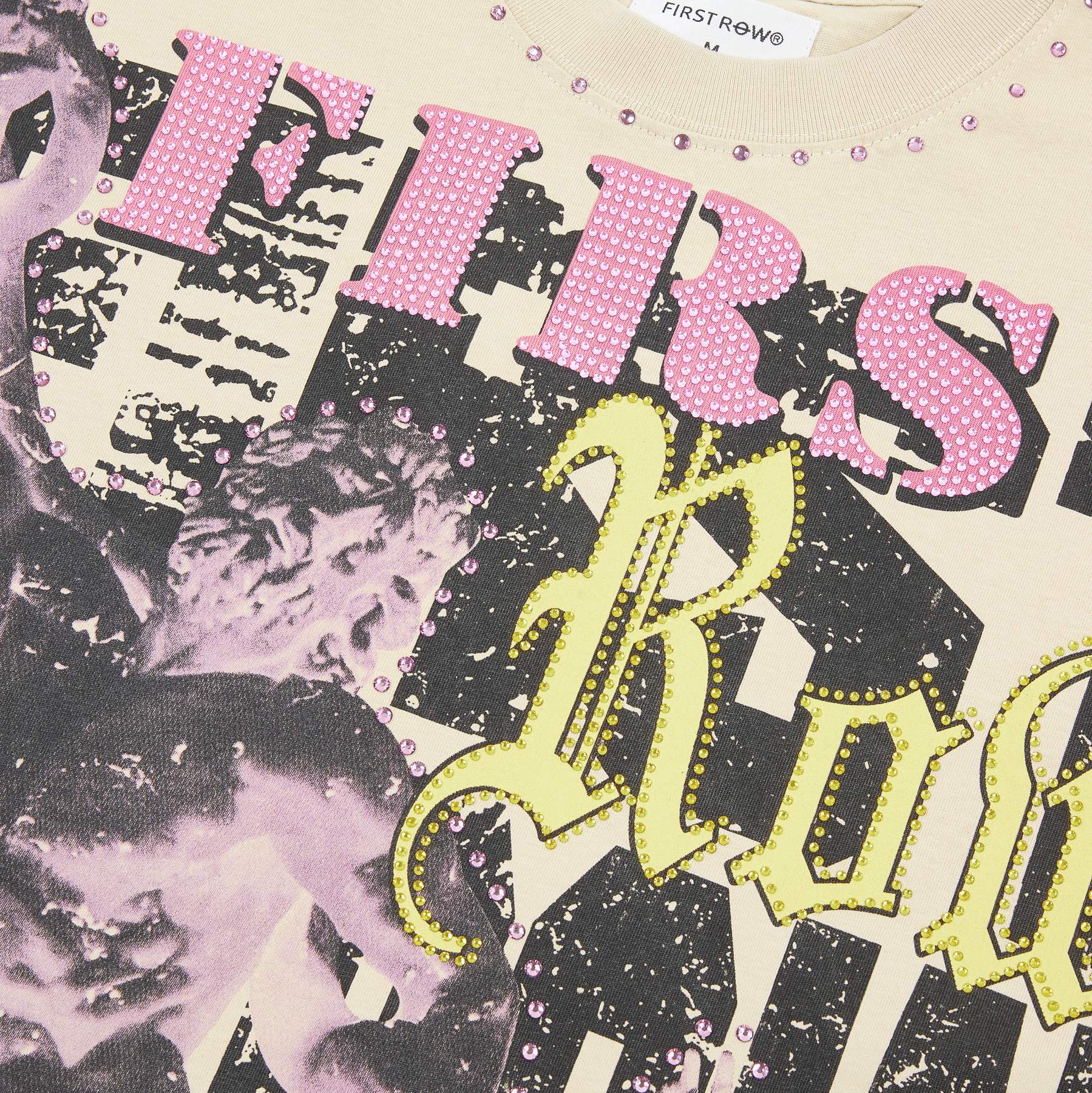 FIRST ROW Heavenly Bodies Rhinestone Crop T-Shirt — detail