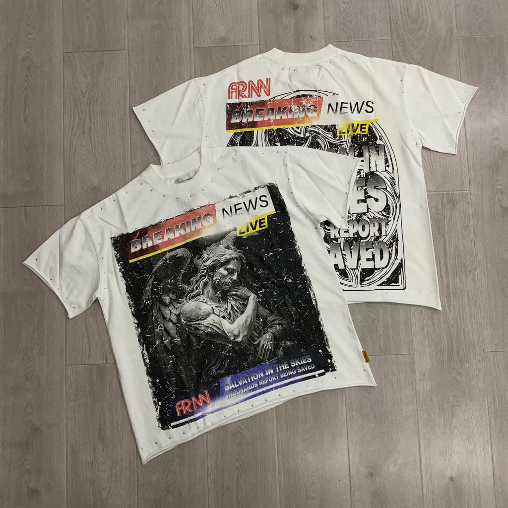 FIRST ROW Breaking News Salvation in the Skies Graphic T-Shirt — context