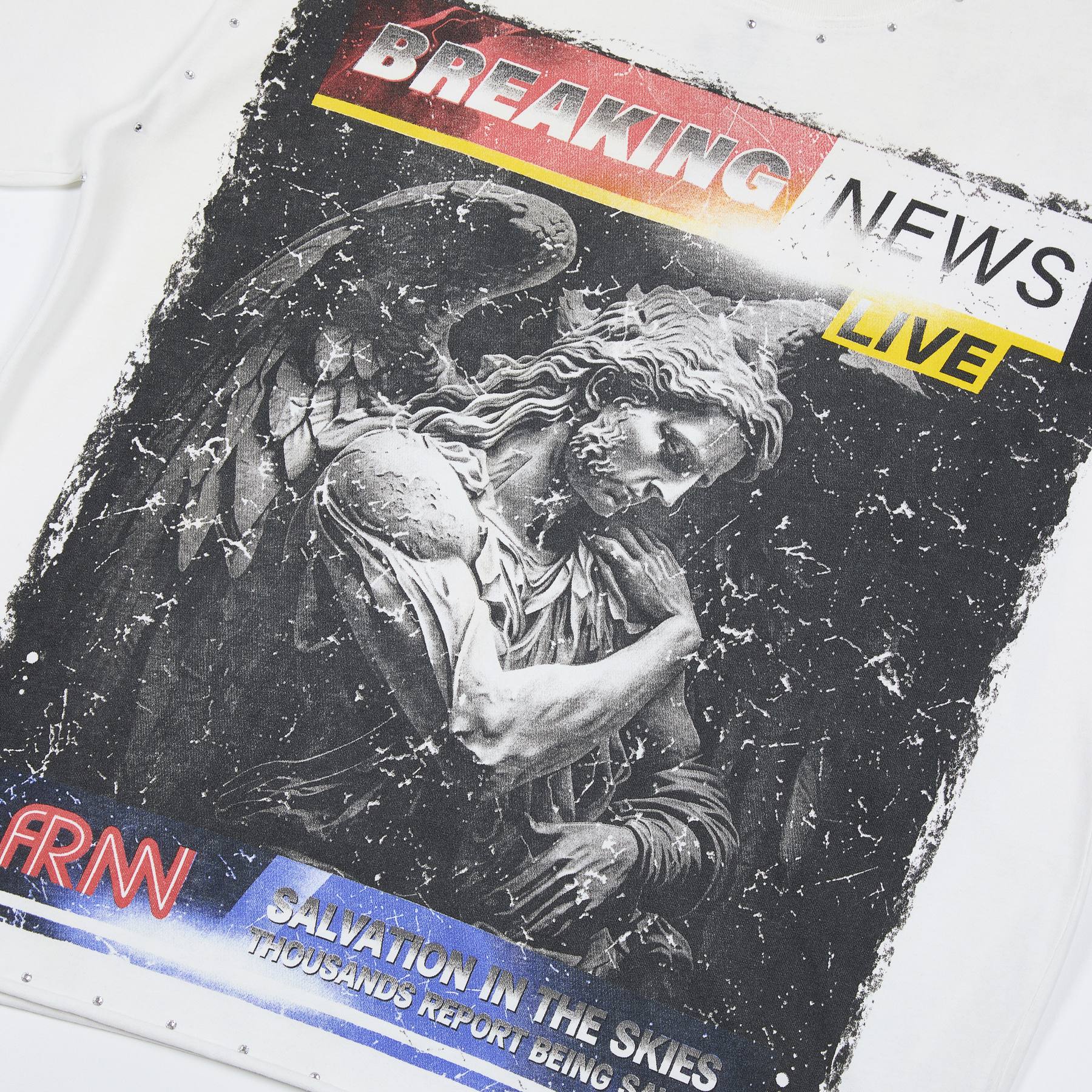 FIRST ROW Breaking News Salvation in the Skies Graphic T-Shirt — detail