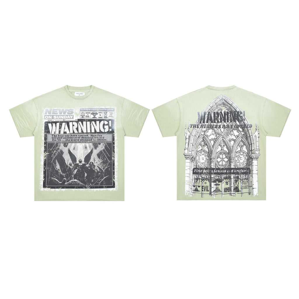 FIRST ROW Breaking News Warning From Heaven Cropped T-Shirt — hero
