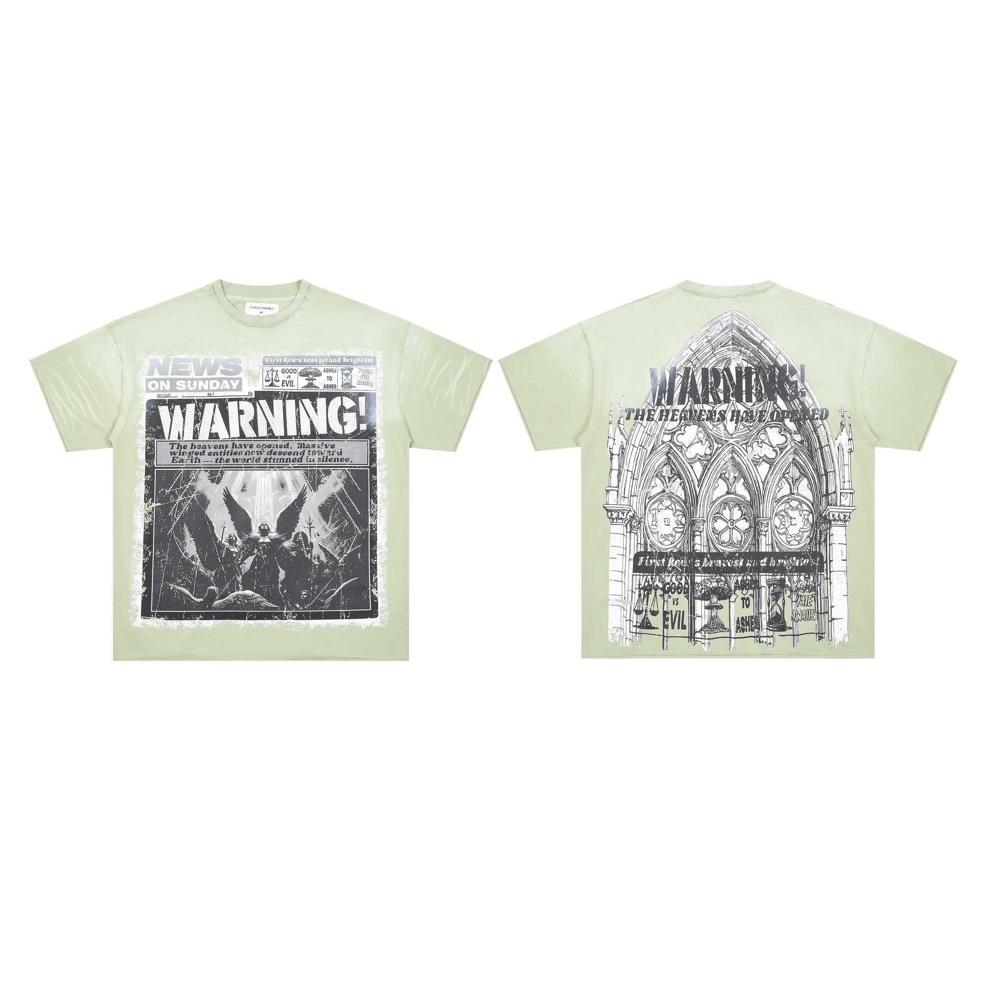 FIRST ROW Breaking News Warning From Heaven Cropped T-Shirt — hero