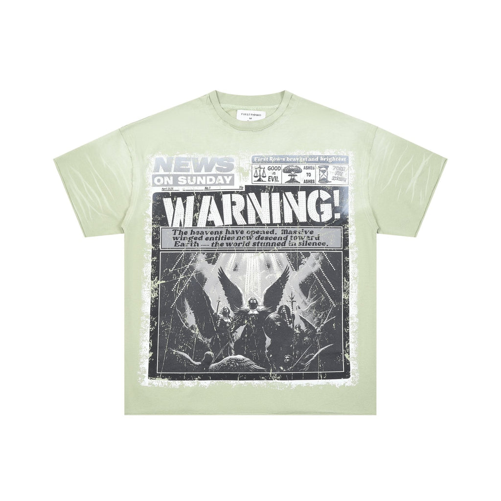 FIRST ROW Breaking News Warning From Heaven Cropped T-Shirt — front