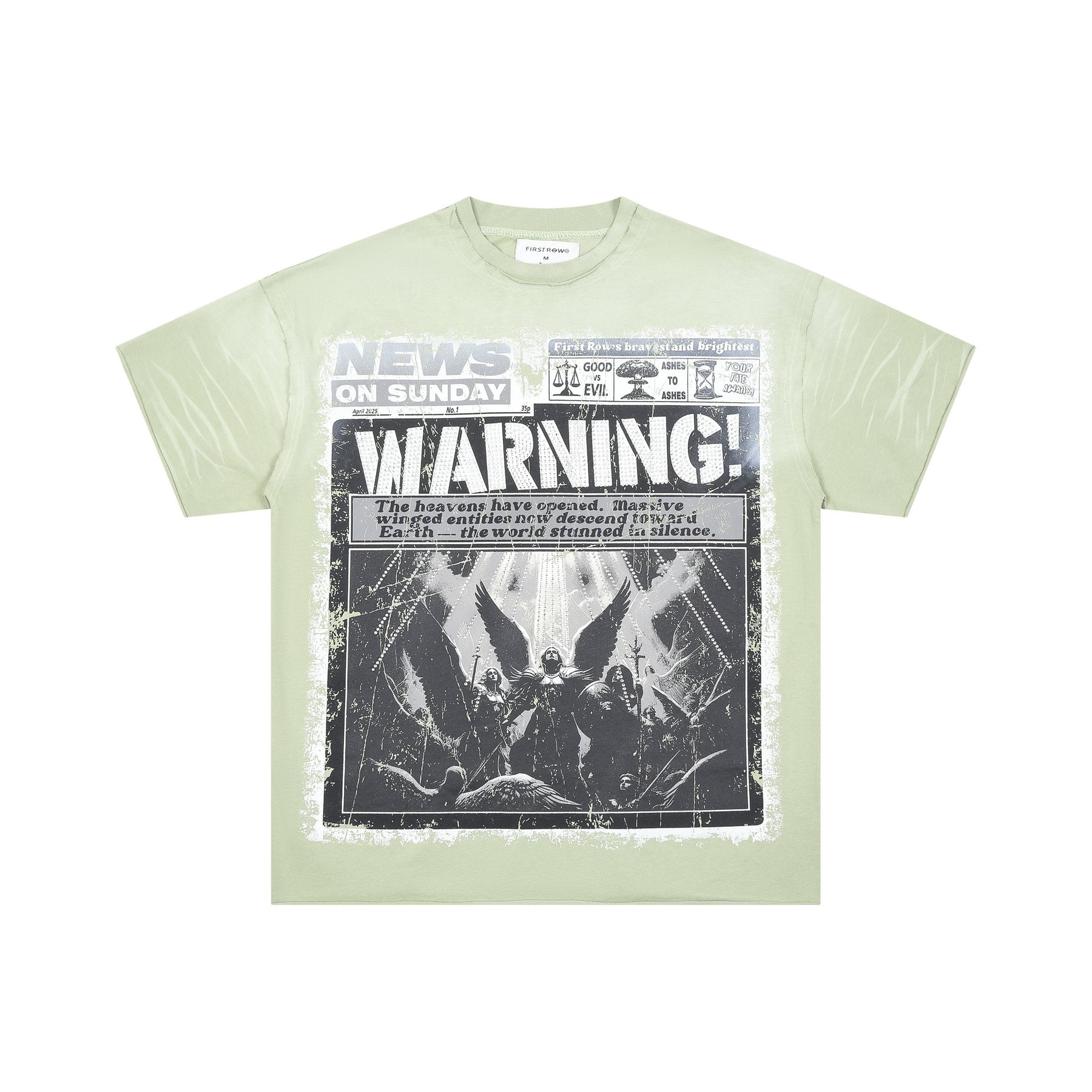 FIRST ROW Breaking News Warning From Heaven Cropped T-Shirt — front