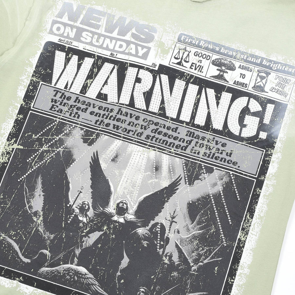 FIRST ROW Breaking News Warning From Heaven Cropped T-Shirt — detail