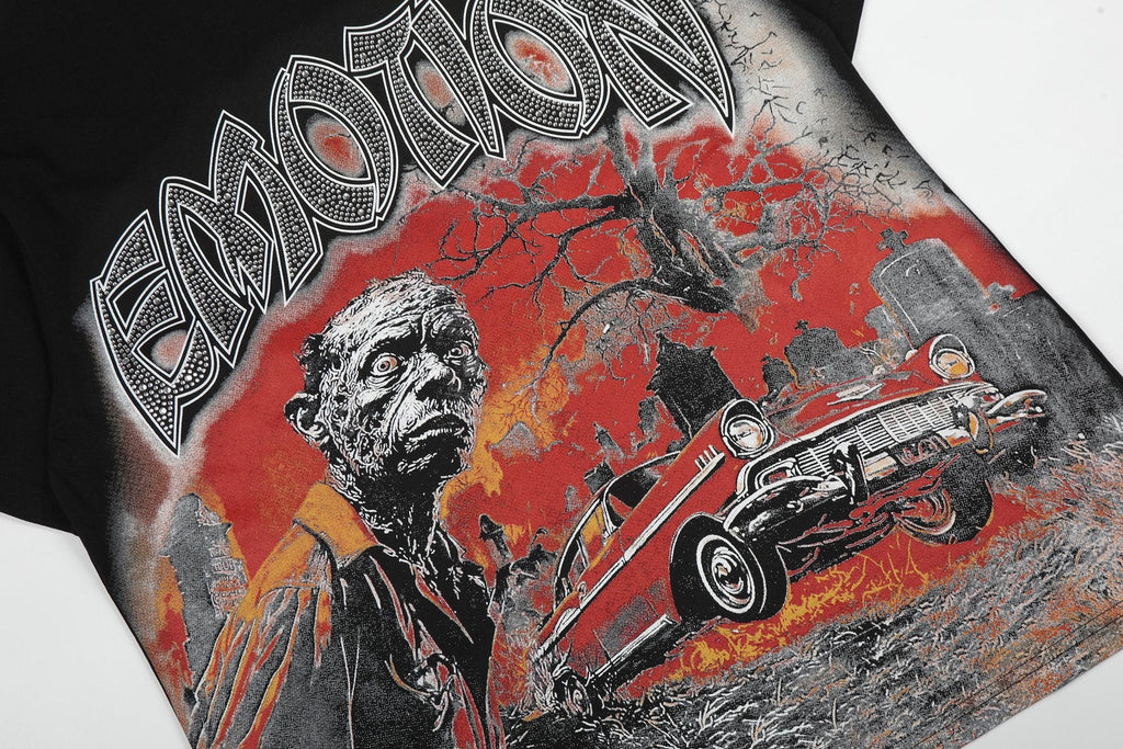MIXED EMOTION Front-and-Back Graphic Short-Sleeve T-Shirt — detail