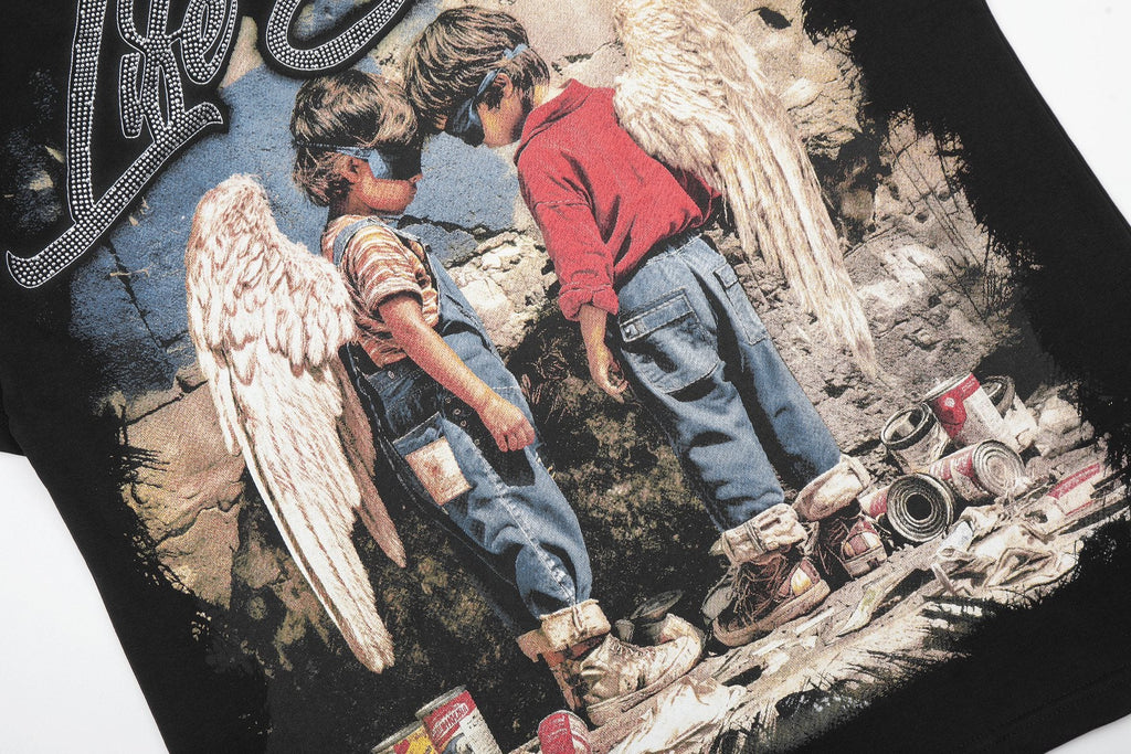 MIXED EMOTION Angel Graphic Short-Sleeve T-Shirt — detail