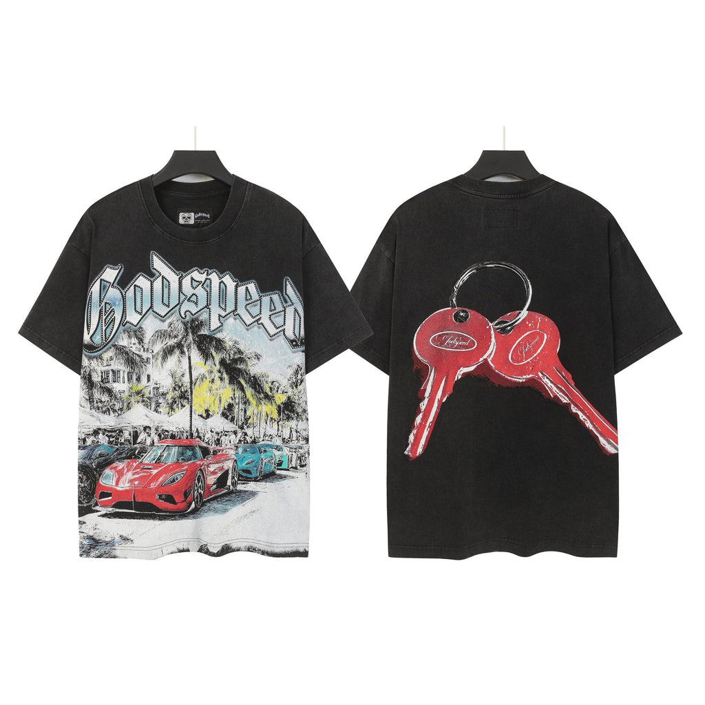 Godspeed Washed Black Rock Graphic T-Shirt — hero