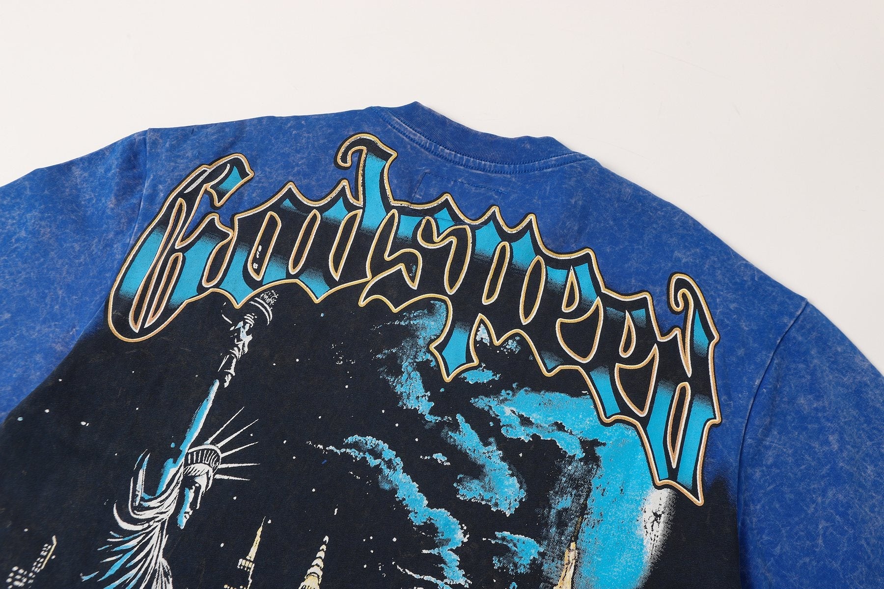 Godspeed Statue of Liberty Skyline Graphic T-Shirt — detail