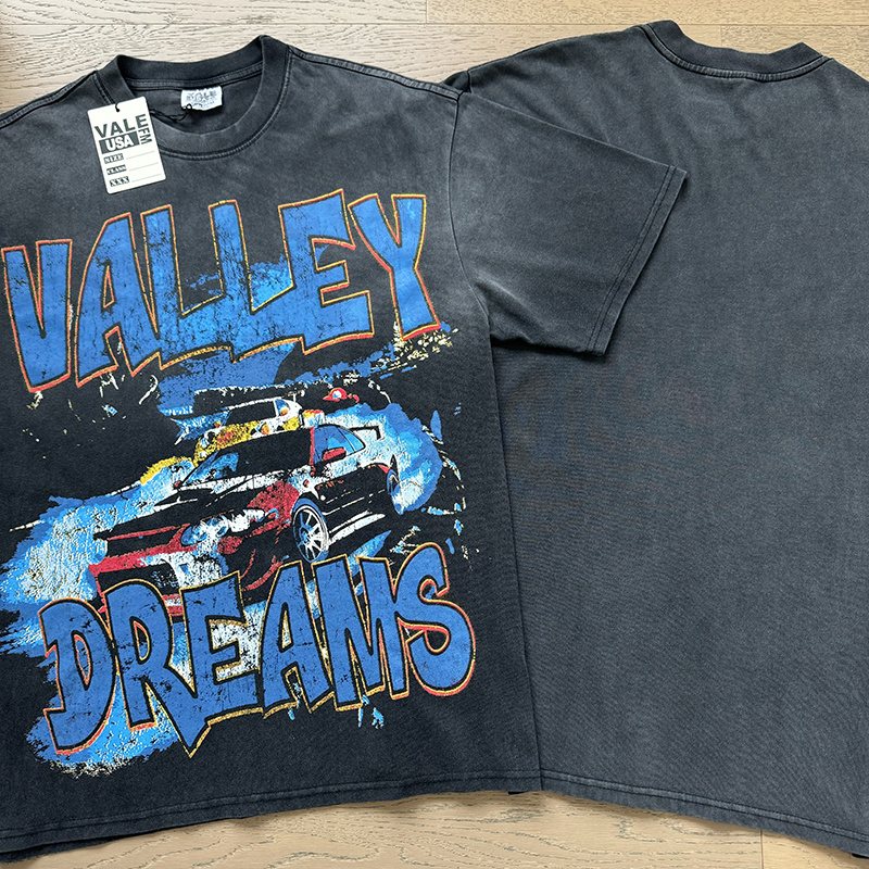 VALE USA Washed Black Car Graphic T-Shirt — context