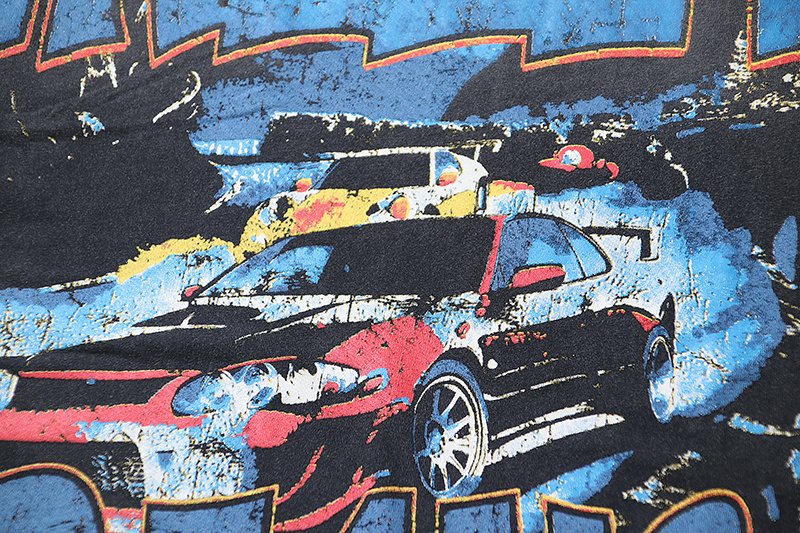 VALE USA Washed Black Car Graphic T-Shirt — detail
